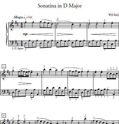 Sonatina In D Major Sheet Music and Sound Files for Piano Students